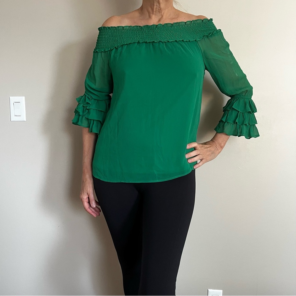 Elegant Green Off-Shoulder Top